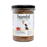 Front view of humbl Country Chicken pantry jar, European-quality gently cooked dog food