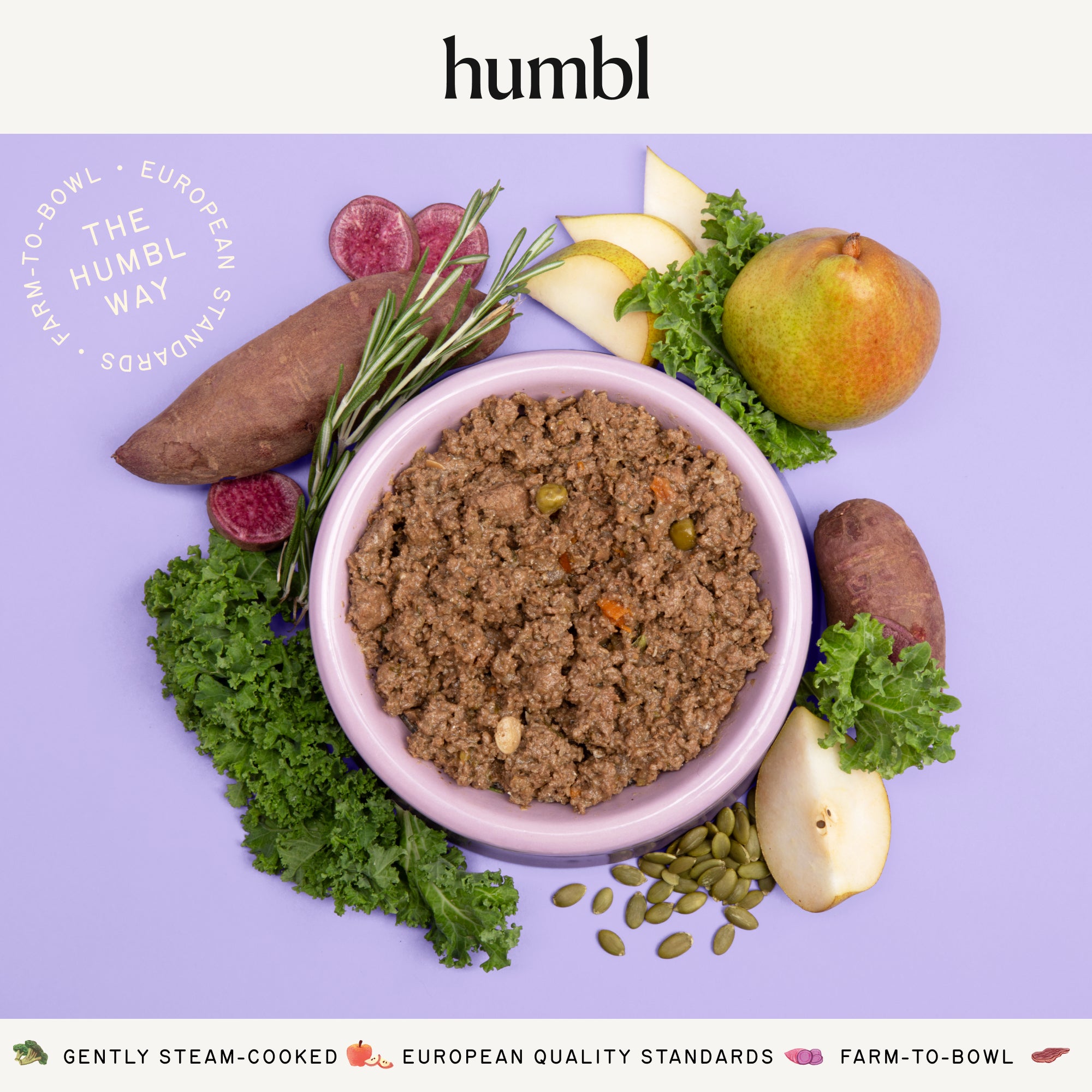 Duck & Venison bowl with ingredients