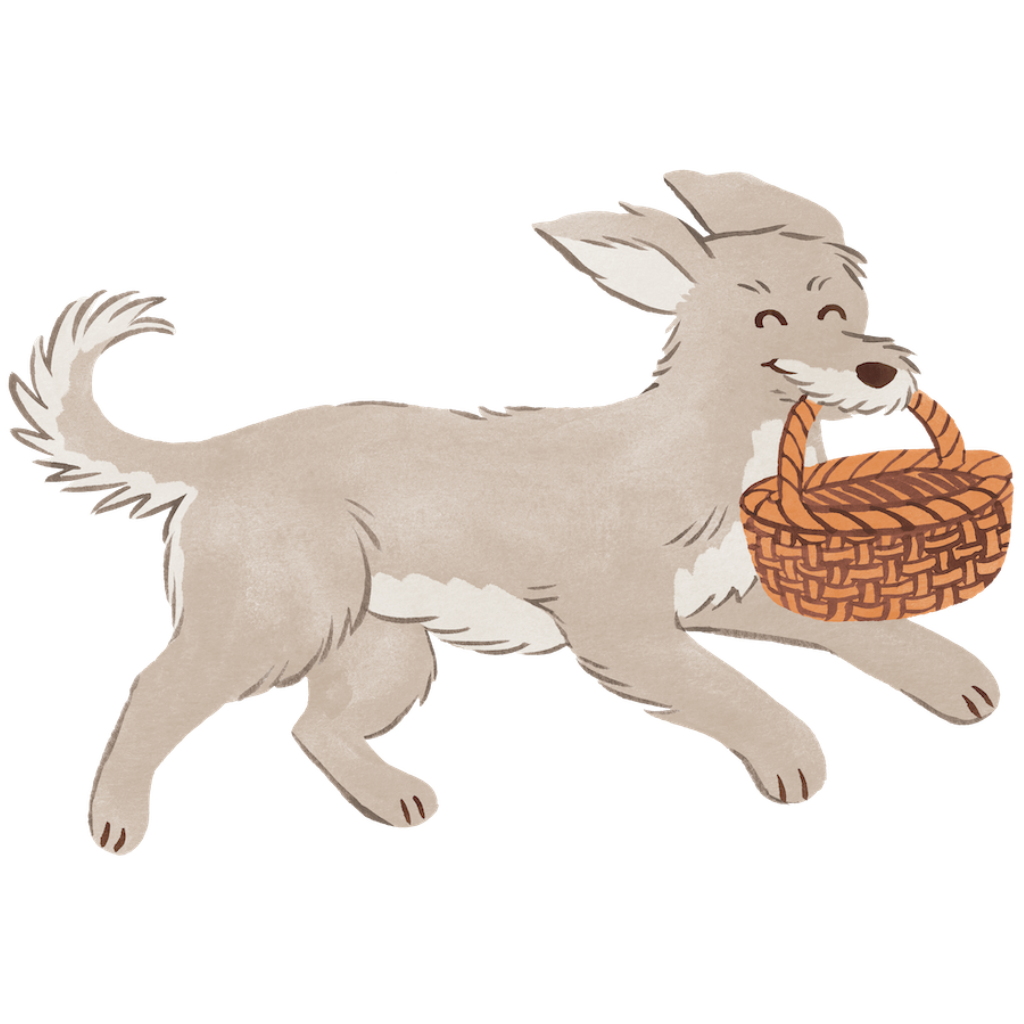 humbl dog with basket illustration